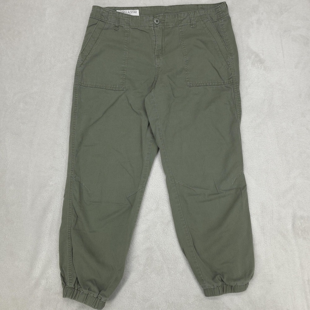 Vanilla Star Jogger Pants Juniors‎ 11 Green Twill Relaxed Elastic Ankle Casual